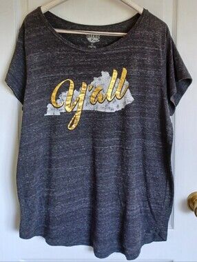HOME FREE WOMEN'S XL (16/18) "Y'all" IN METALLIC GOLD STATE PRIDE KY T-SHIRT